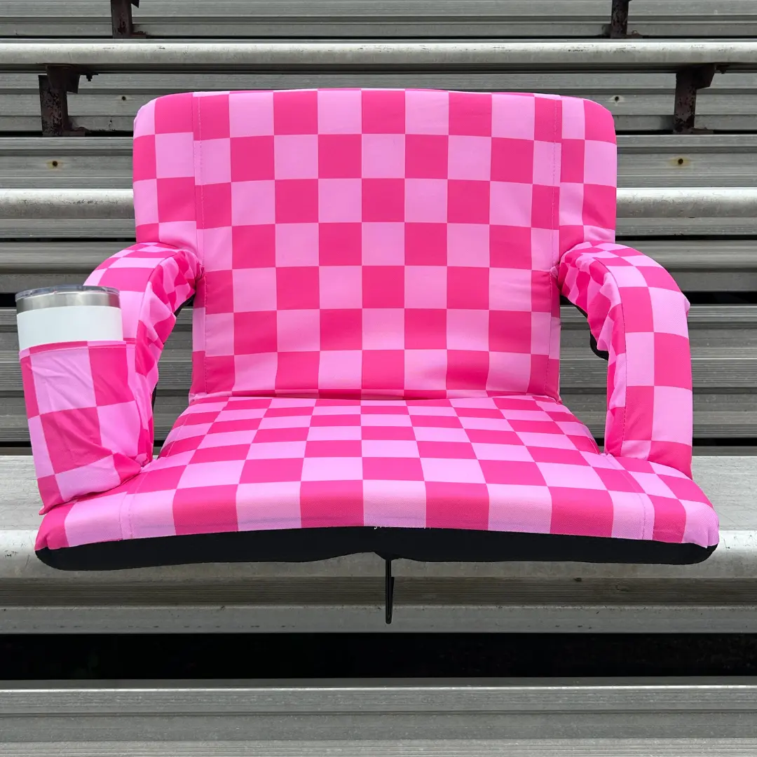 Pink Checkerboard 23" Stadium Seat with Armrests Pink Checkerboard 23" Stadium Seat with Armrests