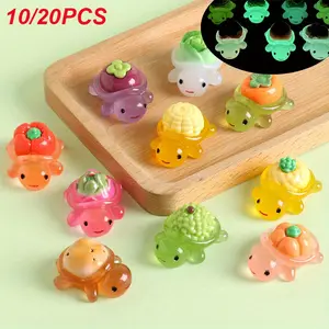 Resin Glow-In-The-Dark Vegetable Fruit Turtle Figurines DIY Accessories, Creative Desktop Car Decorations, Ideal Christmas Holiday Gift Ideas