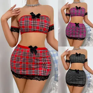 Sexy Women Babydoll 2 Piece Tank Crop Top and Short Skirt Bodycon Nightgown Gift