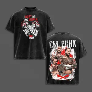 WrestleMania 2026 CM Punk Inspired Las Vegas Washed T-Shirt, Wrestling Match Card Washed Graphic Tee, Double Sided Heavy Cotton Shirt, Event Streetwear Fan Apparel Gift For Him, Her