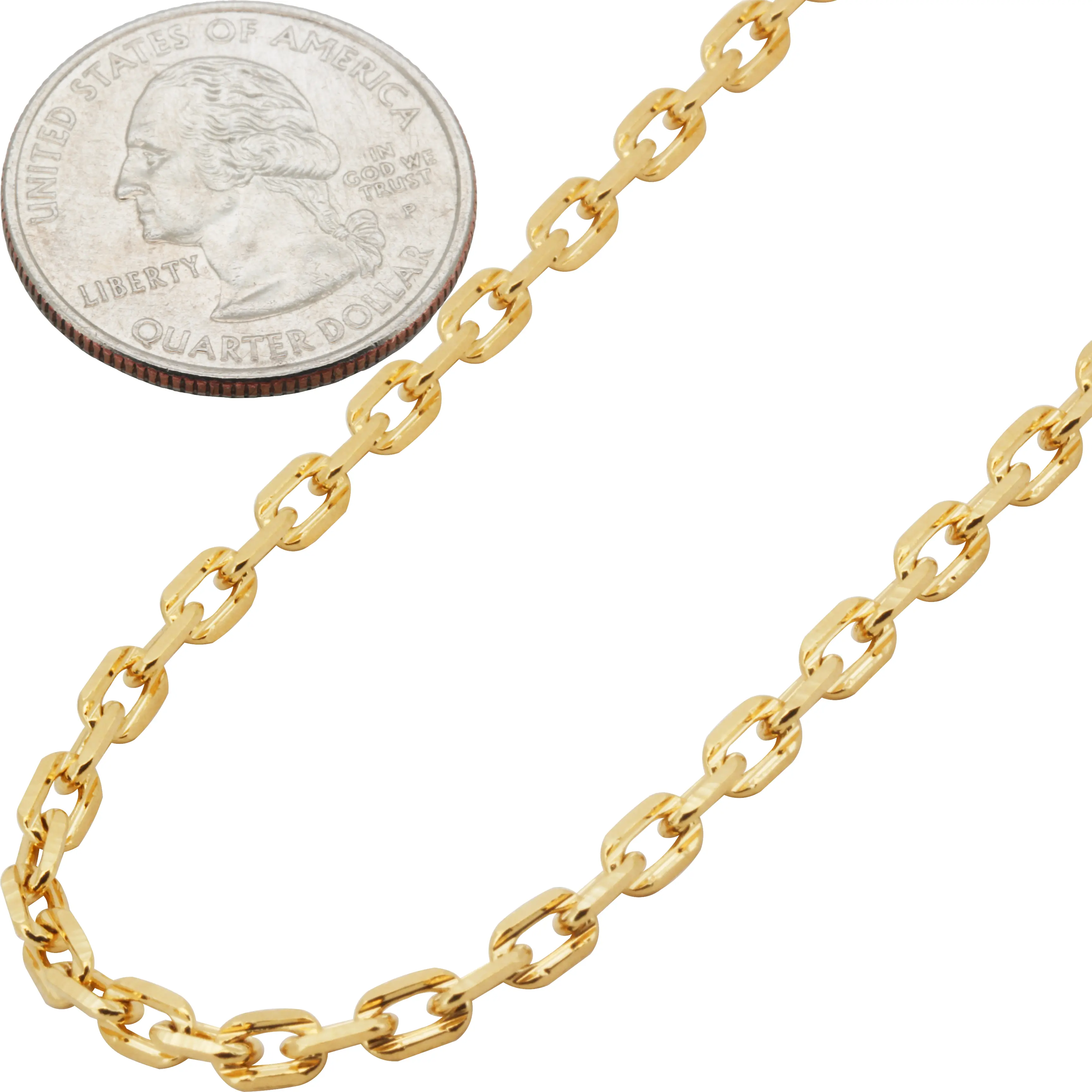 18k Yellow Gold Filled 3mm Paper Clip Chain Necklace 16”-24”