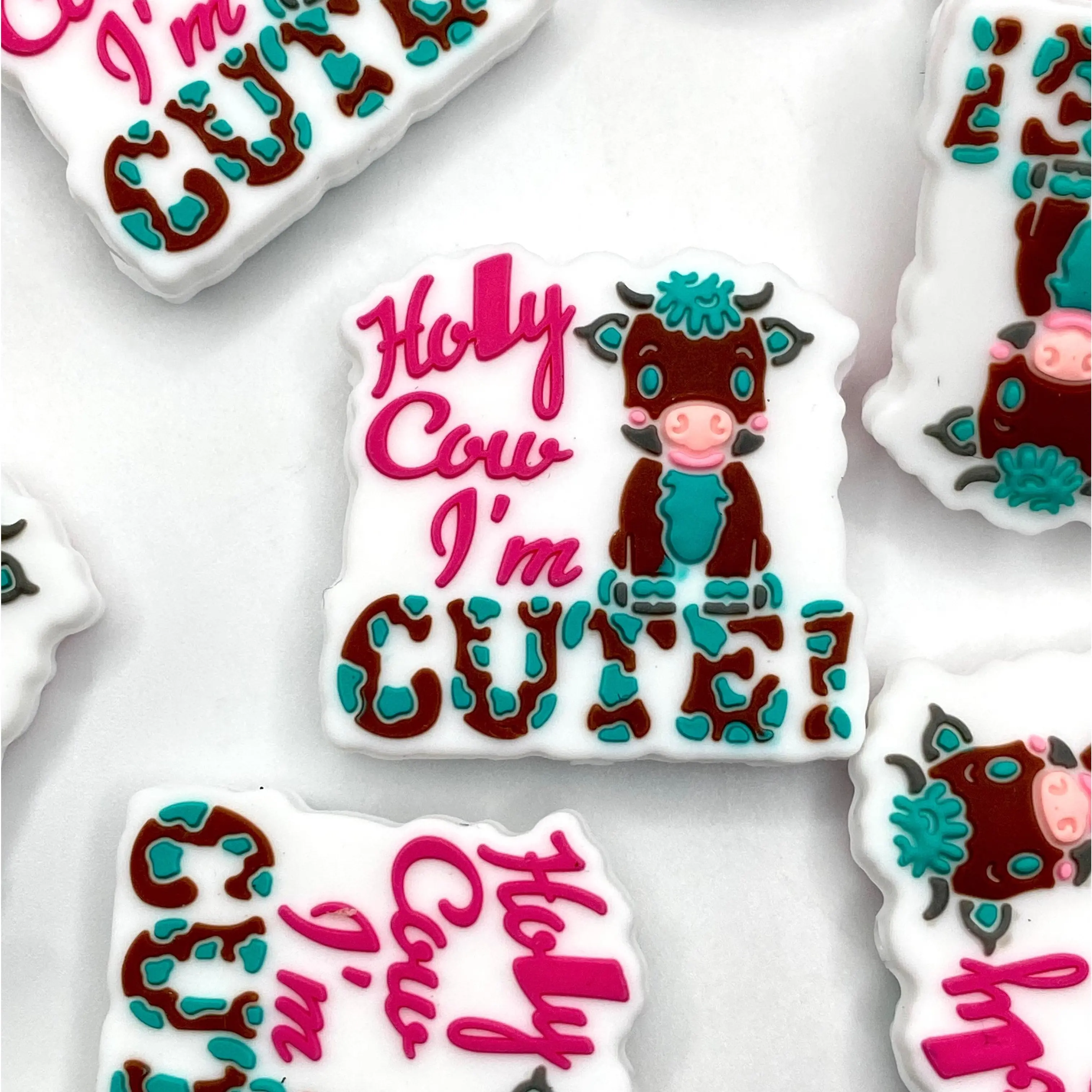 1pc Holy Cow I'm Cute 2.0 Silicone Focal Beads - Cute Cow Crafting & Beading