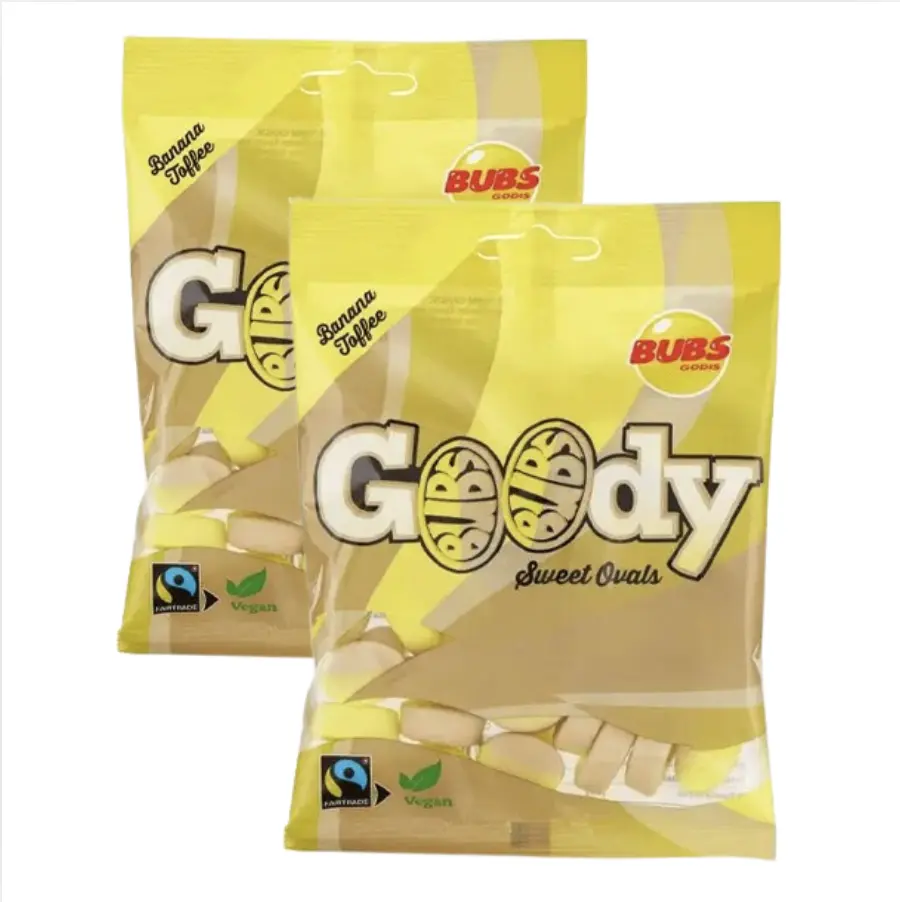Bubs Swedish Candy - Banana Caramel Ovals, Pack of 2 x 90g Bags, Vegan & Guilt-Free, Swedish Candy Bubs Swedish Candy - Banana Caramel Ovals, Pack of 2 x 90g Bags, Vegan & Guilt-Free, Swedish Candy
