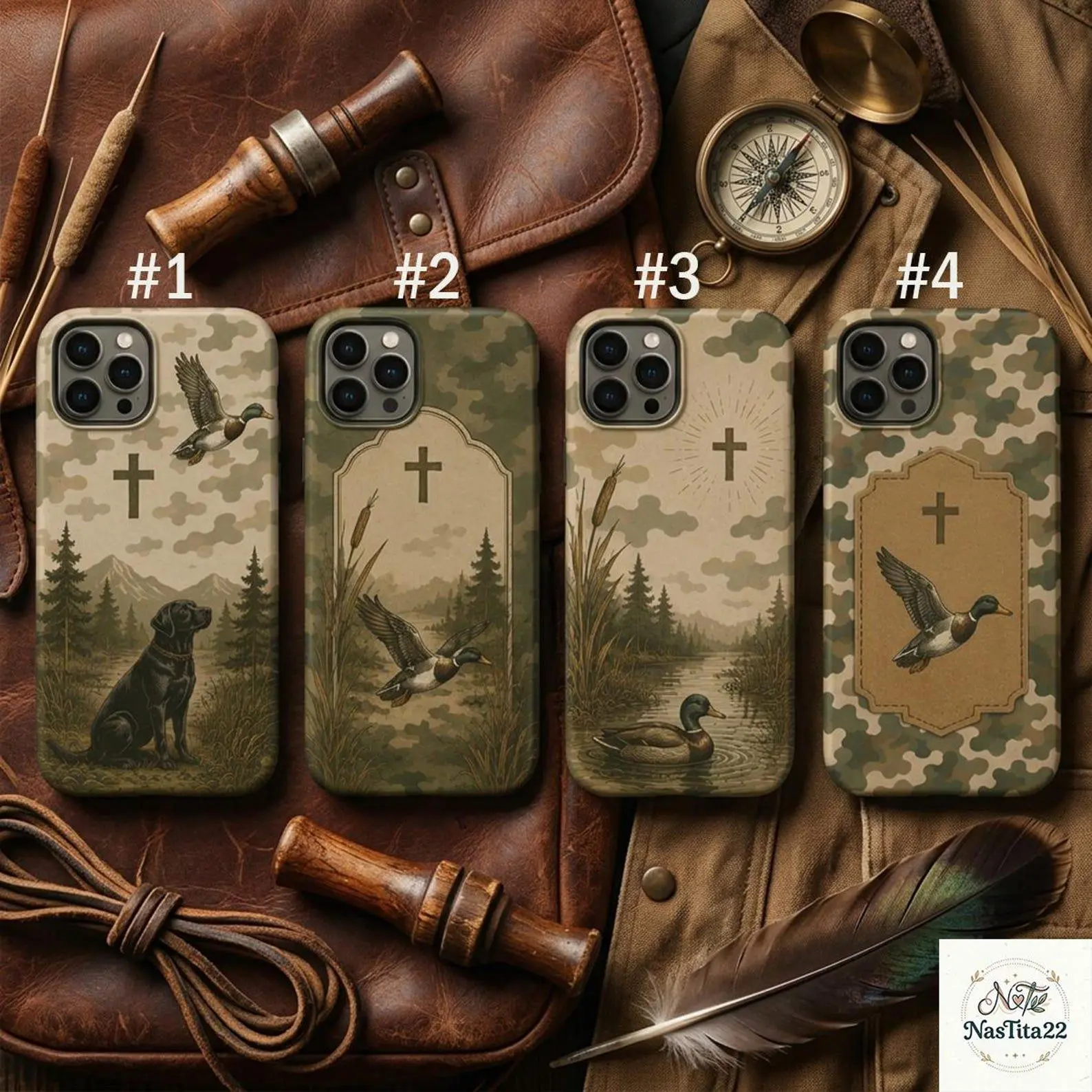 Duck Hunting iPhone Case, Christian Cross Hunter Phone Cover, Camo Black Lab Duck Case