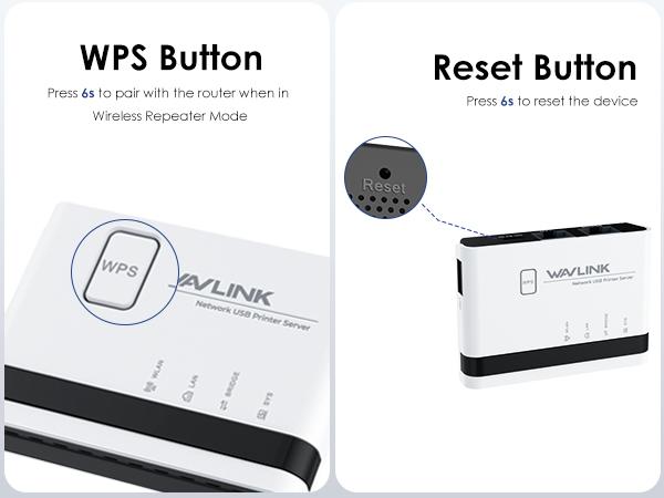 WAVLINK USB Wireless Print Server WiFi Print Server with 10/100Mbps LAN/Bridge 480Mbps USB2.0 Supports Wired/Wireless/Standalone Modes for Windows Mac and RAW Printers