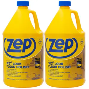 Zep Wet Look Floor Polish - 1 Gallon  ZUWLFF128 - Long Lasting Glossy Finishing Polish, Scuff & Slip Resistant, Use on Vinyl (VCT), Sealed Concrete, Rubber, and No-Wax Tile Floors