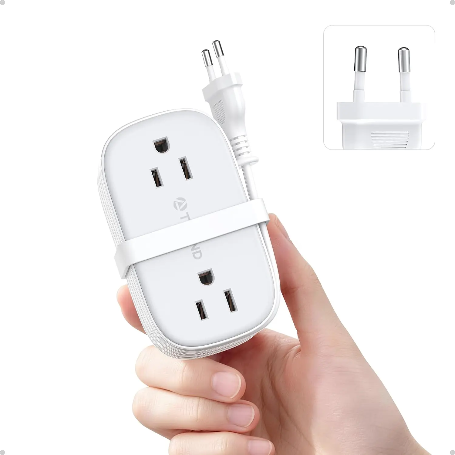 TROND European Travel Plug Adapter with 2 USB C PD20W, US to Europe Power Strip with 4 AC Outlets, 3.5ft Portable Type C Power Adaptor, Travel Essentials for France Italy Germany Spain Iceland Greece