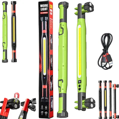 YXCY 2026 New Rechargeable Magnetic LED Work Light Bar（1pc Black/Green) - Cordless Auto Repair Light for Car Enthusiasts, Magnetic Base, Hanging Hook, 3 Lighting Modes, Batteries with Cells, Hands-Free Illumination for Mechanics