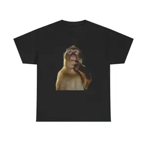 Humorous Monkey Meme Graphic T shirt for Casual Wear