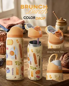 Owala FreeSip 32oz Brunch Bunch Stainless Steel Water Bottle Limited Edition Model Built In Straw Leak Proof BPA Free Double Wall Insulated Durable Travel Hydration