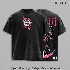 Burakku x Zamasu Vintage Washed Anime Tee | Dark Pink Aura Warrior Shirt | Powerful Energy Fighter Graphic Back | Streetwear T-Shirt | Manga Inspired Design | Cool Gift for DBZ Fans