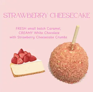 Copperpot Caramel Co Strawberry Cheesecake Caramel Apple with Strawberry Cheesecake Crumble Large Crisp Granny Smith Apple Handcrafted Gourmet Treat