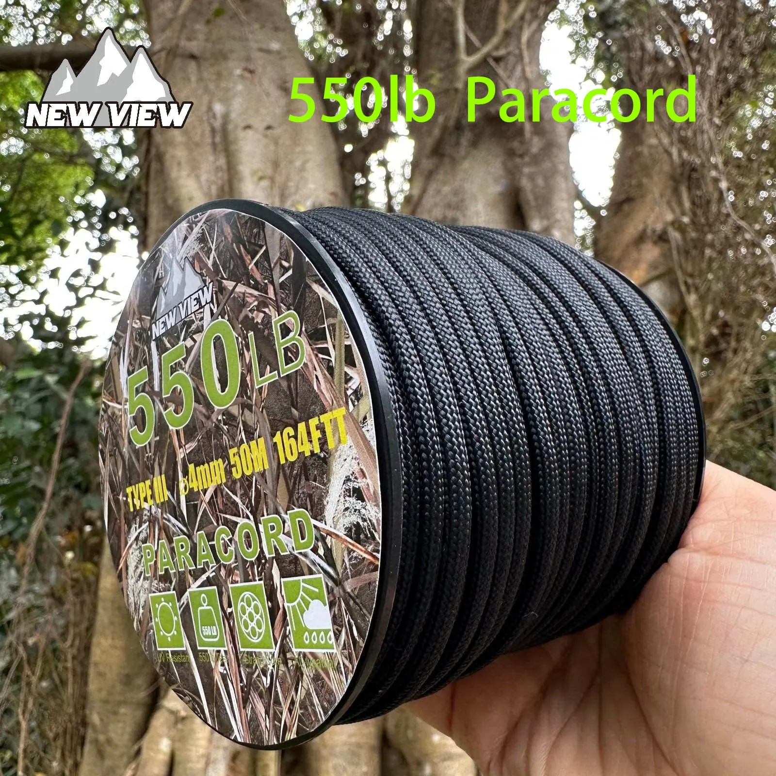 7-Core 4mm Paracord Rope, Heavy Duty Rope, 550lb Tensile Strength, 50m Outdoor Gear Rope, Camping and Hiking, DIY Lanyard, Braided Polyester Rope