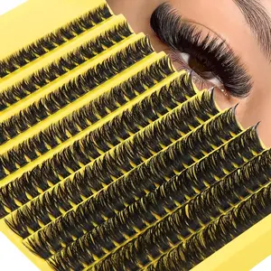 200pcs 80D/40D/30D Lash Clusters, 0.07mm Thickness, D Curl, 8mm-16mm Mix Length, Natural Style Russian Flat Dense Fluffy Handmade Mink Eyelash Cluster For Halloween Theatrical Makeup, Festival Makeup, Christmas Makeup, Beginner Essential