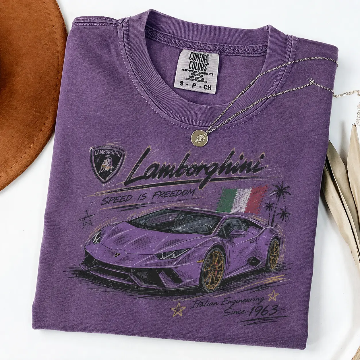 Lamborghini Comfort Colors T Shirt, Huracan Performance Supercar Graphic Tee, Italian Exotic Auto Racing Shirt, Luxury Sports Car Enthusiast Gift for Men and Women
