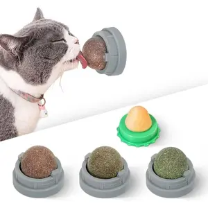 Catnip Toys Balls 4 Pcs, Extra Cat Energy Ball, Edible Kitten Silvervine Toys for Cats Lick, Healthy Kitty Teeth Cleaning Dental Chew Toys