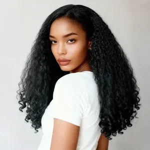 [3 In 1 Half Wig] OQ HAIR Yaki Spiral Curls Half Wig Human Hair 250% Density Wear Go Glueless Kinky Straight Wig With Upgraded Drawstring Cap