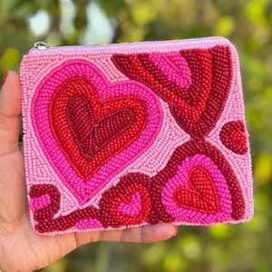Love Hearts Beaded Pouch