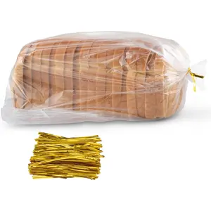 Reusable Clear Bread Bags With Ties 100 Clear Bags and 100 Ties Adjustable Reusable Bread Bags for Homemade Bread and Bakery Loaf