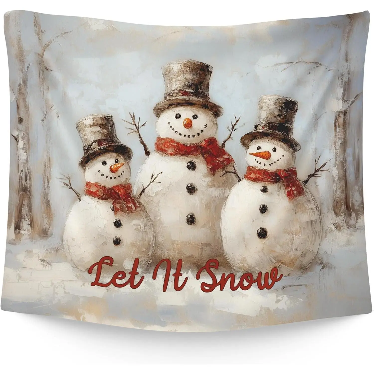 Vintage Let It Snow Snowman Winter Christmas Hanging Wall Tapestry for Bedroom, Rustic Farmhouse Snow Festive Wall Tapestries Hanging for Holiday living Room Dorm Home Decor. Multiple sizes are available for selection. Decoration Country