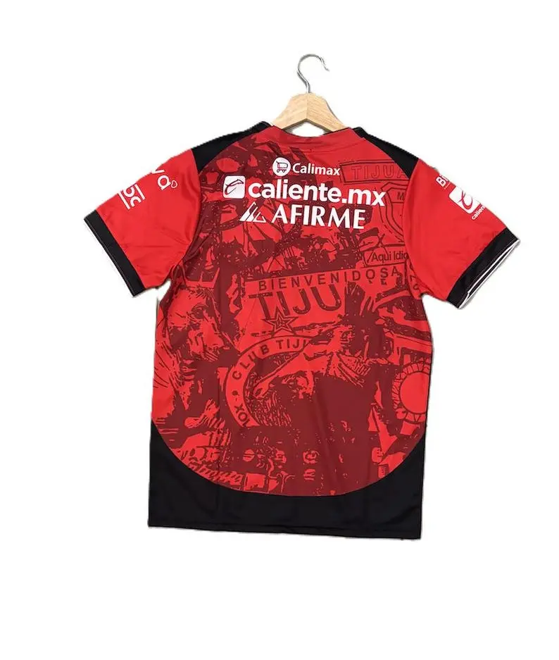 Tijuana Red and Black Adult Jersey Sports Shirt, Sleeve Athletic Jersey, Streetwear Football Top, Soccer Fan Gift