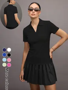 Women's Sporty Polo Shirt, Moisture-Wicking Breathable Comfort Short Sleeve Top, Ideal for Golf Baseball Tennis Activities, Casual Sports Tops, Athletic Workout Clothing