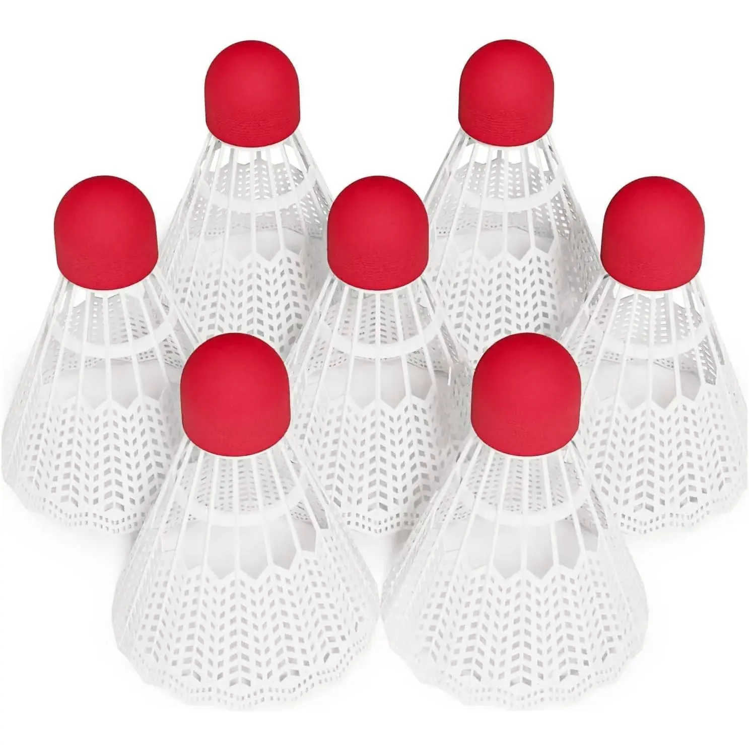 7 Pack Plastic Badminton Birdies - Beginner-Friendly Practice Shuttlecocks, 7 Per Tube, Indoor/Outdoor Backyard Sports Games Gear - Not Recommended for Professional Players, Seven Per Tube
