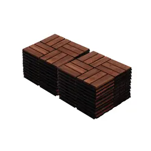 Acacia Wood Interlocking Deck Tiles Checker Pattern 20 PCS 12x12 Inch Square Hardwood Outdoor Flooring for Patio Balcony Pool Side Garden Walkway DIY Easy Install Interlocking Pavers, Home Furniture and Household Product Search Terms
