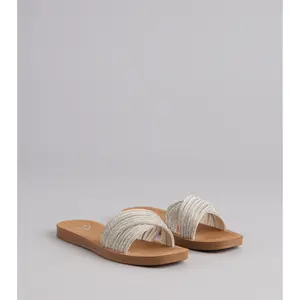 Shimmer Steps Rhinestone Slide Sandals