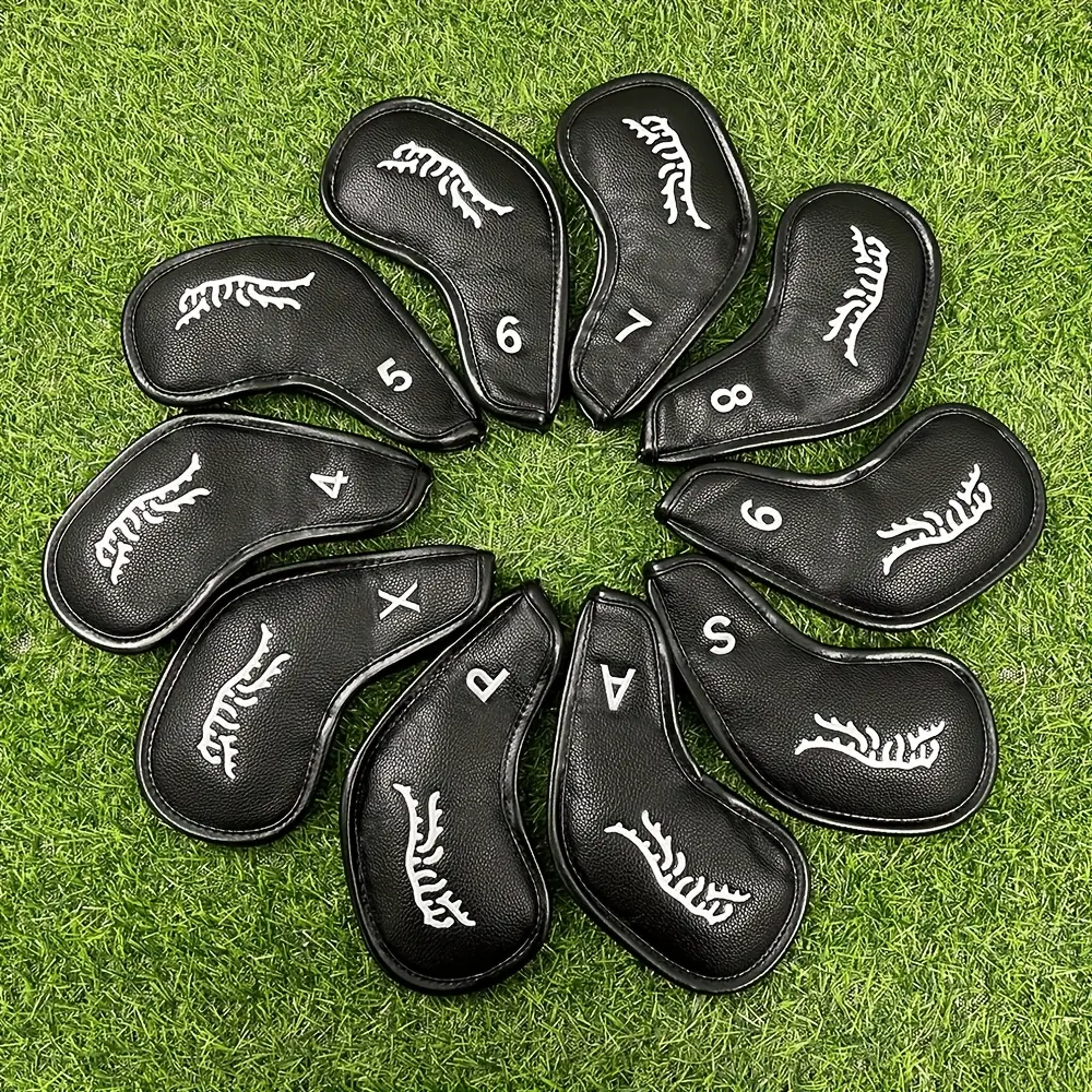 Tiger Woods Pattern Golf Iron Head Covers, Golf Clubs, Golf Accessories, Golf Supply, Waterproof PU Material, Durable Club Protective Gear, Set of 10 Pieces for Golf Equipment Protection