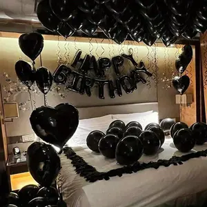 Popular ballon garland kit 65pcs black  Latex Balloons with Heart Foil  Suitable for birthday parties Valentine's Day events wedding and engagement decoration bride's gift giving  and graduation ceremony decoration