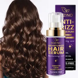 ROZINO Anti-Frizz Care Spray - Keratin Hair Treatment with Biotin Castor & Rosemary Oils for Dry Frizzy Damaged Hair - Sulfate-Free Moisturizing Serum