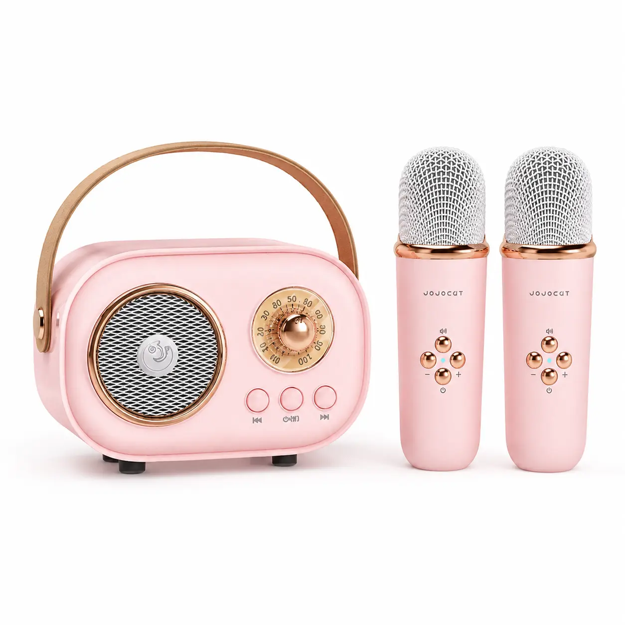 Mini Karaoke Machine with 2 Wireless Mics, Portable Bluetooth Speaker for Bluetooth Music, LED Lights, Lithium-Ion Batteries, Ideal for Adults, Outdoor Singalong, Birthday Gift for Home Parties