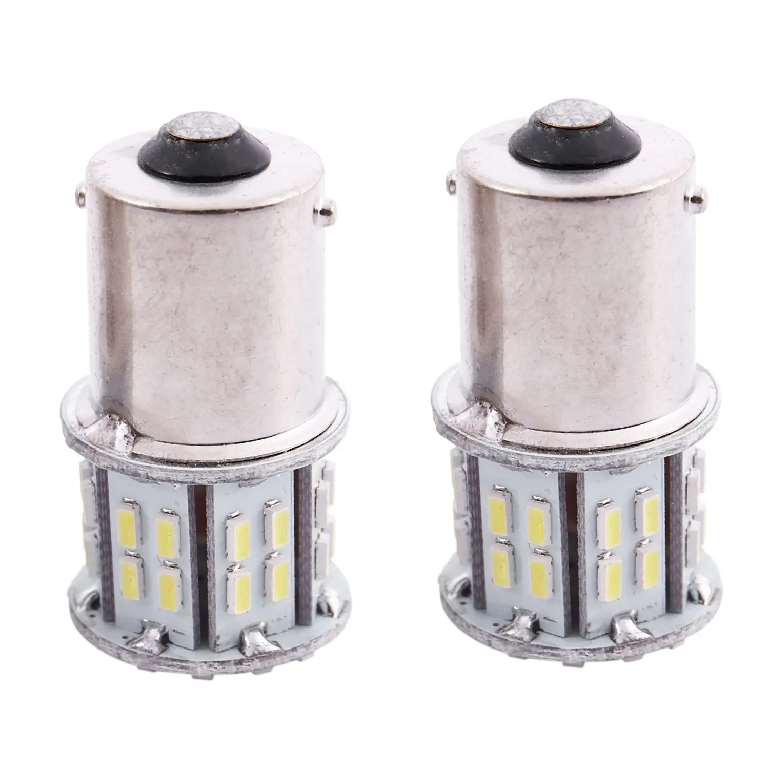 2-Pack Car LED Lights, Bright White 1156 BA15S P21W 382 Bulbs with 50 SMD Chips, 12V Metal Replacement for Tail/Signal Car Lighting, 2 X 1156 12 White 50 Smd Light, High Brightness, Metal Plastic, 1156 Ba15s 382 P21w