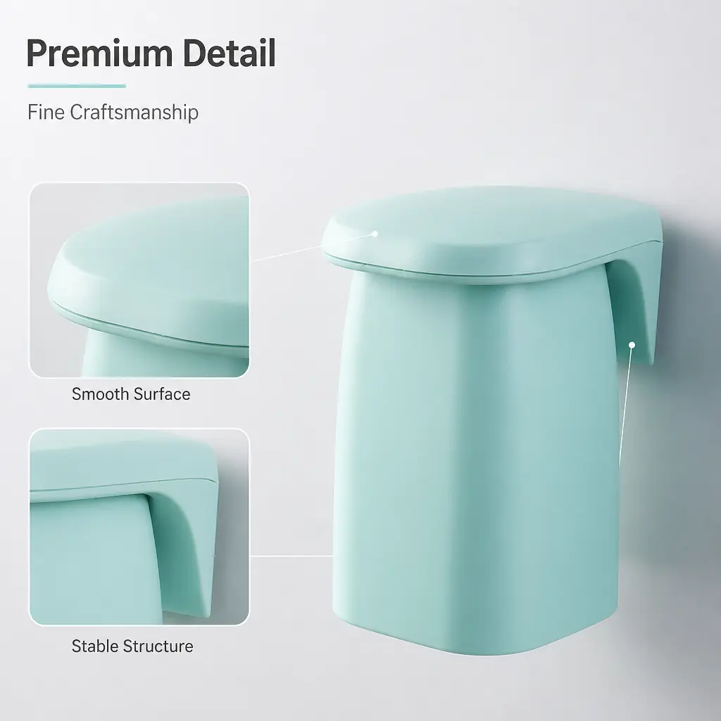 Minimalist Durable Plastic Magnetic Organizer Toothbrush Holder, Wall-Mounted Bathroom Accessory with Non-Marking Cups