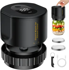 Portable Electric Mason Jar Vacuum Sealer Kit for Food Storage, One-Button Start and Easy Operation, Fits Wide And Regular Mouth Jars, Includes Lids Opener & Charger