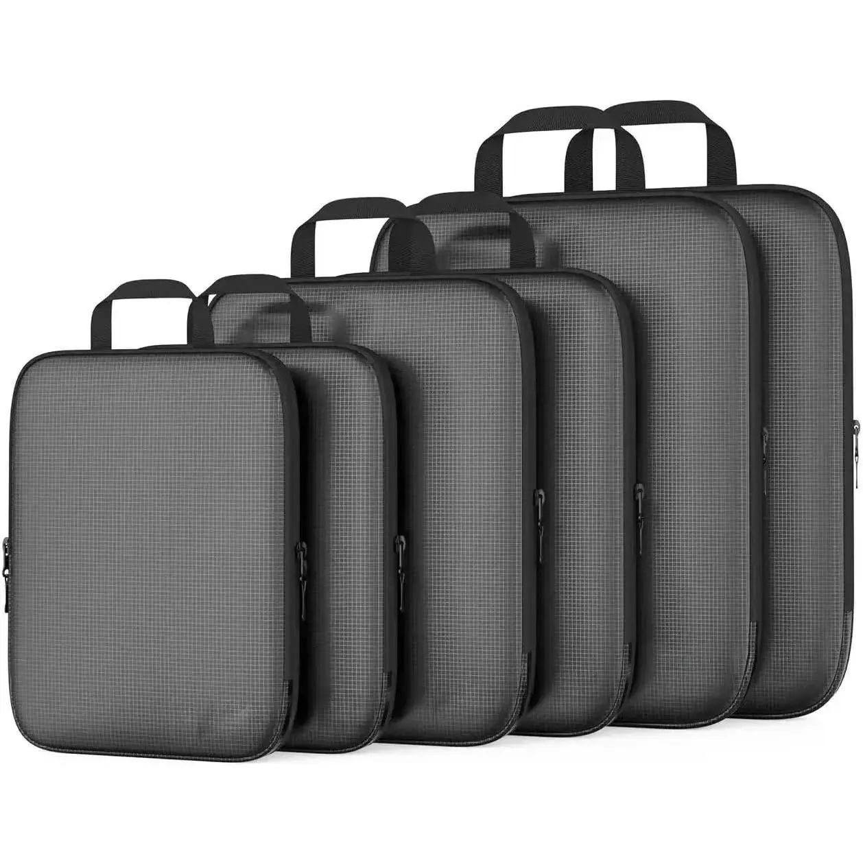 Synthetic Space-Saver Compression Packing Cubes - 6-Piece, Foldable, Lightweight, High-Capacity, Portable Luggage Accessory for Travel Suitcases, Carry-Ons, Wrinkle Reduction, Home Organization Storage Bags