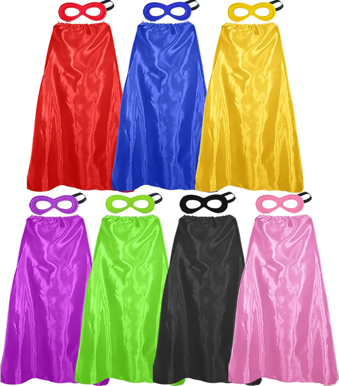 Superhero Capes and Masks for Adults Bulk-Men Women Super Hero Costume Halloween Dress Up Party Favors -7 PackGift.