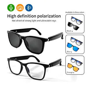 2025 Magnetic Frame Bluetooth Glasses - 5.1 Surround Sound, Blue Light Protection, Accepts Prescription Lenses for Active Use During Sports and Travel Wearable Digital Man Microphone Orange + White