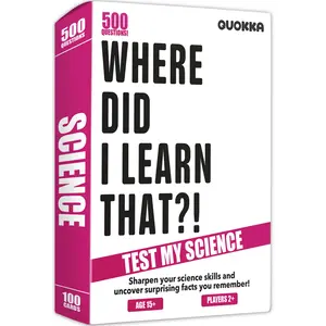 QUOKKA Trivia Card Game Where Did I Learn That? with 500 Questions in Science – Trivia Games for Adults, Teens, and Families