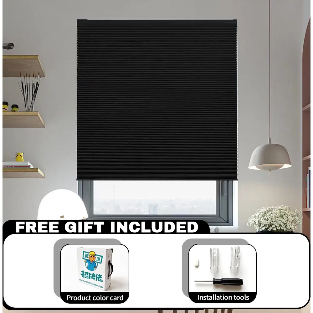Cordless Honeycomb Blinds for Windows - No Drill, Custom Sizes Blackout Cellular Window Shades, Light Blocker Blackout Covers for Bedroom, Kitchen, Honeycomb Weave
