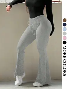 Women's High-Waisted Micro Flare Pants, Activewear Bottoms, Athleisure Style, Breathable and Skin-Friendly, Perfect for Daily Commute, Fitness, Yoga, Comfortably Slimming