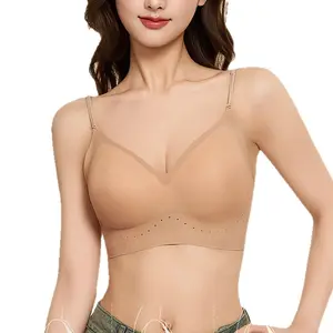 Women's Jelly Wireless Bralette - Seamless Deep V Push Up Seamless Bra, Breathable Backless Wirefree Bra with Adjustable Straps, Seamless Bras, Breathable Backless Bra