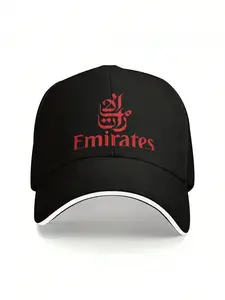 Emirates Lightweight Baseball Cap - Adjustable Snapback Hat, Black With Red/, For Sports, Travel, Everyday - Official Emirates Airline-Associated Design, Sports Accessory, Casual Style, Adjustable Fit