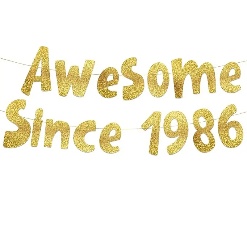 Awesome Since 1986 Glitter Banner, Wishing Banner, Perfect for 40th Birthday & Anniversary Celebrations, Ideal Party Decoration Supplies, Birthday Party Decorations, Party Decorations Banners