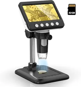 Digital Microscope, 4.3" LCD USB  Microscope, 1000X 1080P Error  Magnifier with 8 Adjustable LED Lights, PC View, Compatible with Windows for Adults