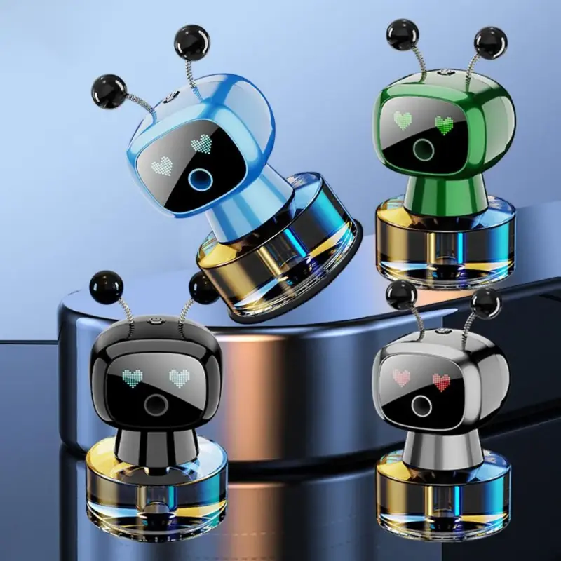 Robot-Shaped Car Aromatherapy Machine - 3 Modes Adjustable, Long-Lasting Fragrance, Odor-Neutralizing Diffuser Car Fragrance, Carbon Fiber Travel Tray, Document Holder, Wireless Essential Oil Diffuser, Cool Automotive Interior Accessory, Chauffeur Key