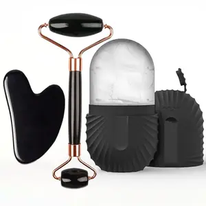 3-in-1 Ice Face Roller Facial Skincare Set, Facial Roller and Gua Sha Face Tool Set with Ice Mold Cube, Reusable and Leakproof Skin Care Beauty Equipment for Lifting and Contouring