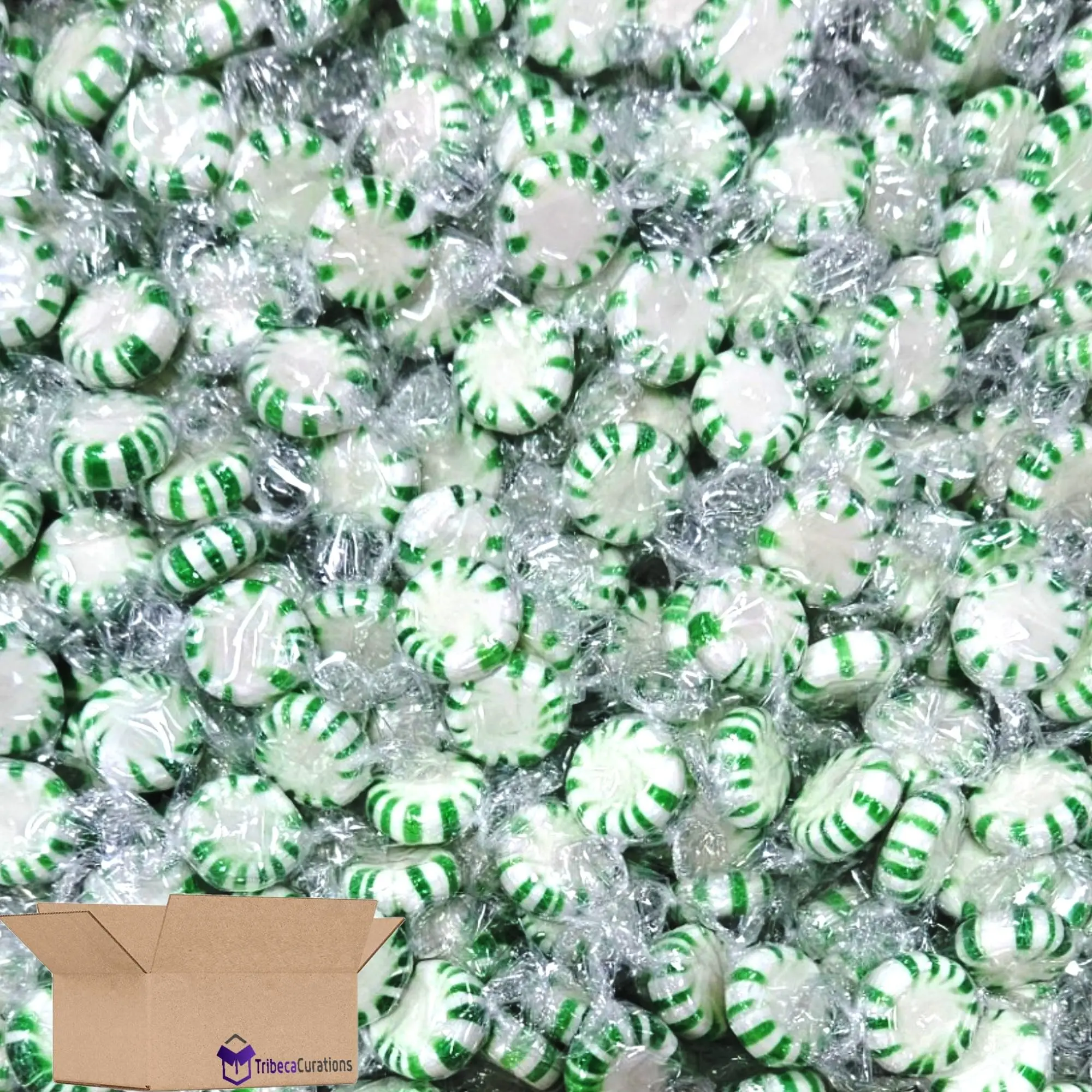 Green & White Individually Wrapped Spearmint Starlight Mints Bulk 6 Pounds Green & White Individually Wrapped Spearmint Starlight Mints Bulk 6 Pounds
