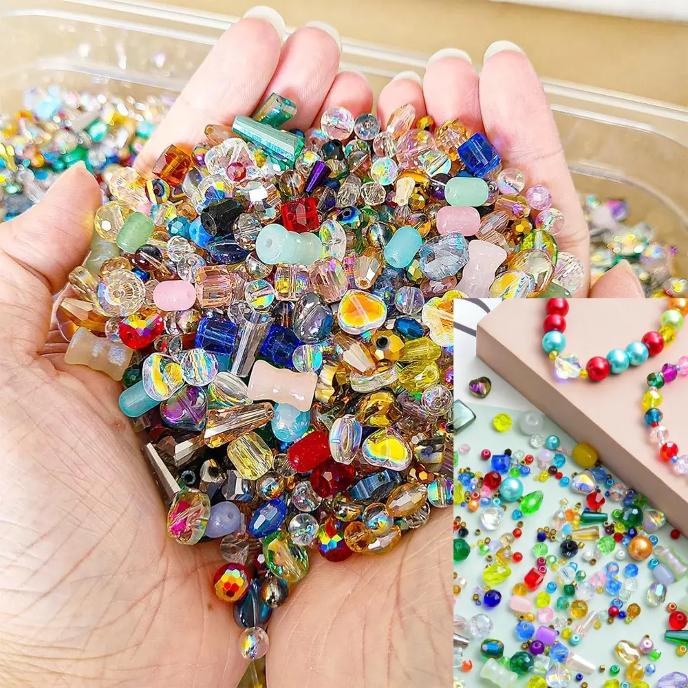 688 Pcs mix style Assorted Glass Beads for Jewelry Making, 2-12mm Colorful Crystal Beads for Bracelets, Crafts, DIY Art, Bulk Jewelry Making Supplies